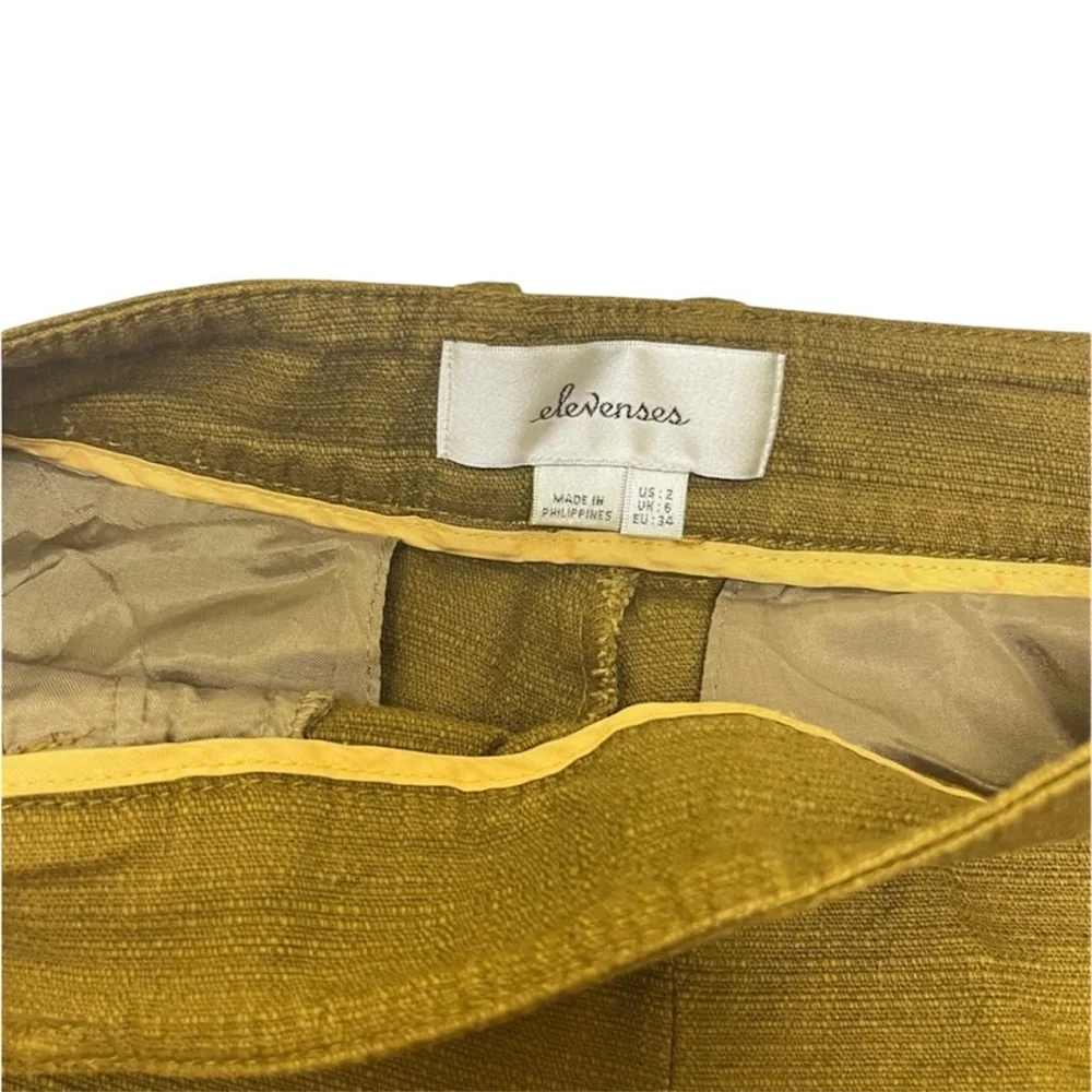 Elevenses Anthropologie Boho Tweed Brown Green Mid Rise Shorts Size 2 - Picture 3 of 10